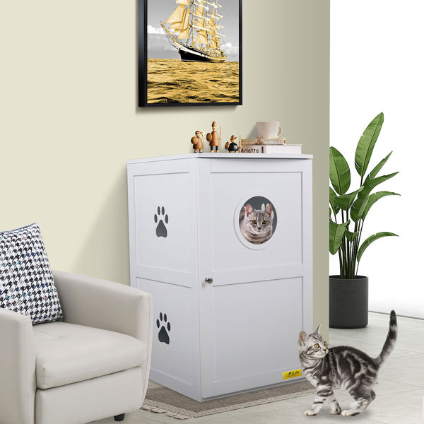 TOBBI_TOYS 2Tier Cat Litter Box Furniture W/ Multiple Vents & Reviews Wayfair